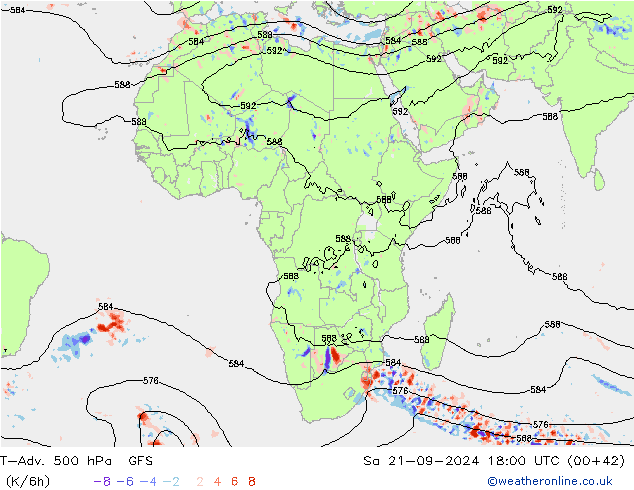 T-Adv. 500 hPa GFS Sa 21.09.2024 18 UTC