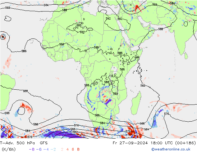 T-Adv. 500 hPa GFS Fr 27.09.2024 18 UTC