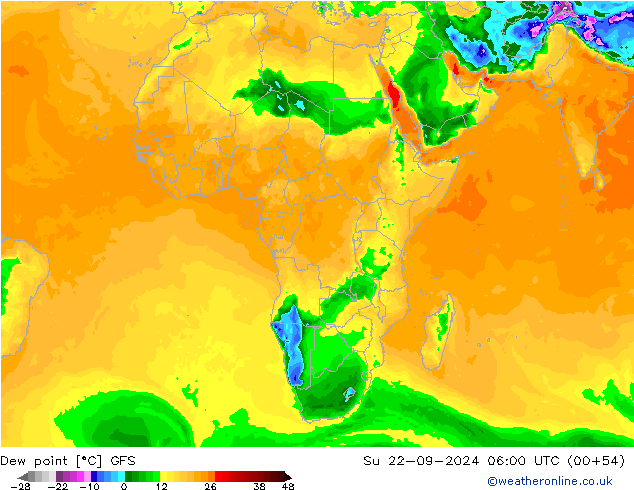 Rosný bod GFS Ne 22.09.2024 06 UTC