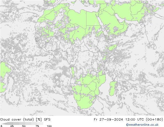 Wolken (gesamt) GFS Fr 27.09.2024 12 UTC