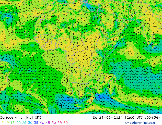 ветер 10 m GFS сб 21.09.2024 12 UTC