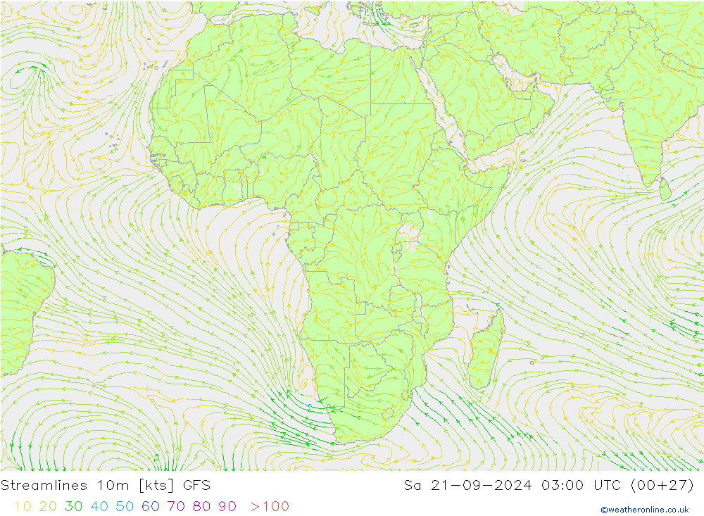 Streamlines 10m GFS September 2024