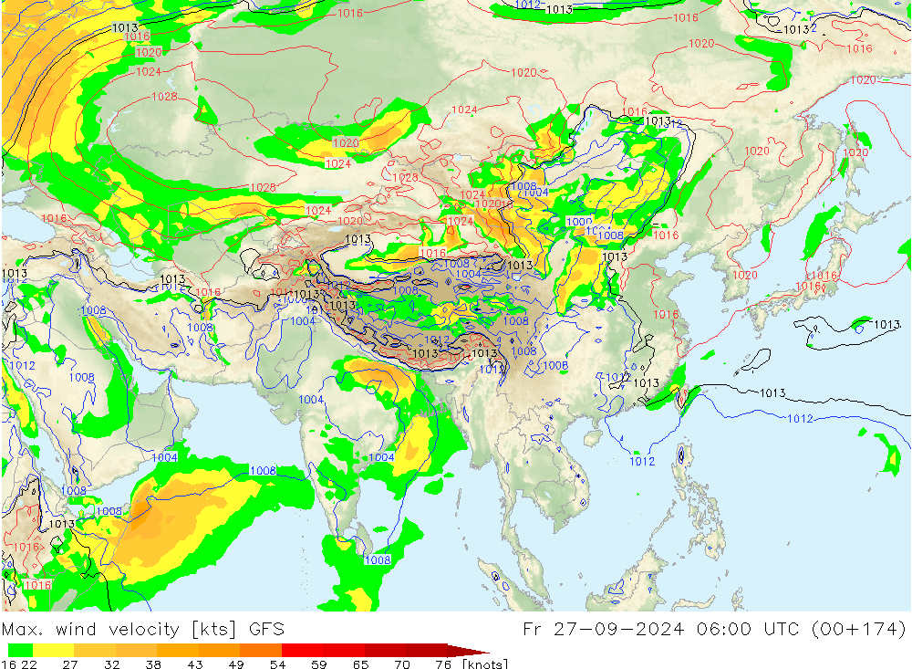 Max. wind velocity GFS Fr 27.09.2024 06 UTC