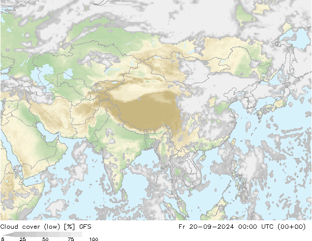 Cloud cover (low) GFS Fr 20.09.2024 00 UTC