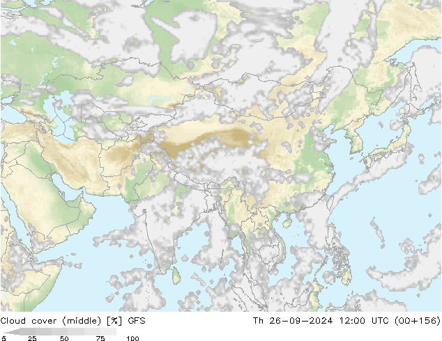 oblačnosti uprostřed GFS Čt 26.09.2024 12 UTC