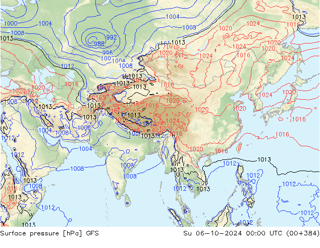 Surface pressure GFS Su 06.10.2024 00 UTC