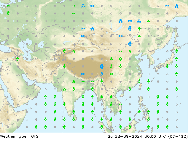 tipo de precipitação GFS Sáb 28.09.2024 00 UTC