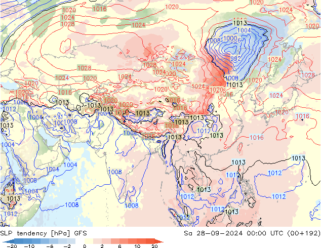 Drucktendenz GFS Sa 28.09.2024 00 UTC