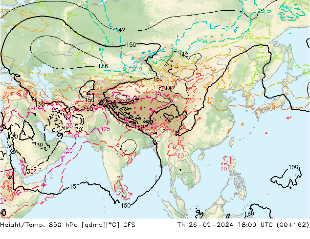 Height/Temp. 850 hPa GFS Th 26.09.2024 18 UTC