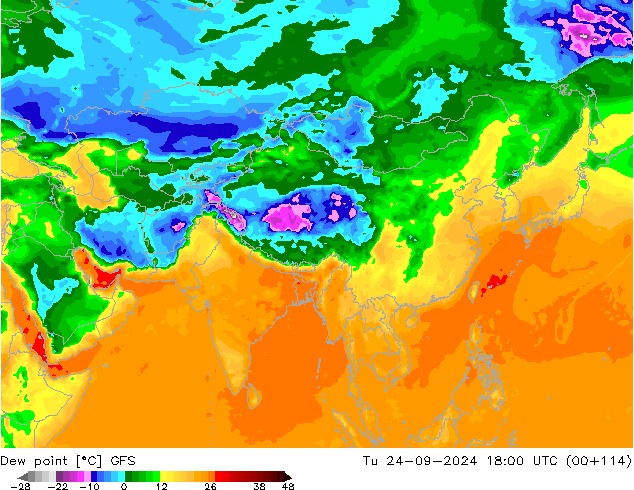 Dew point GFS Tu 24.09.2024 18 UTC