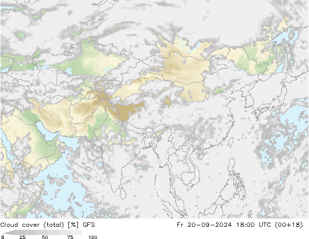 Nuages (total) GFS ven 20.09.2024 18 UTC