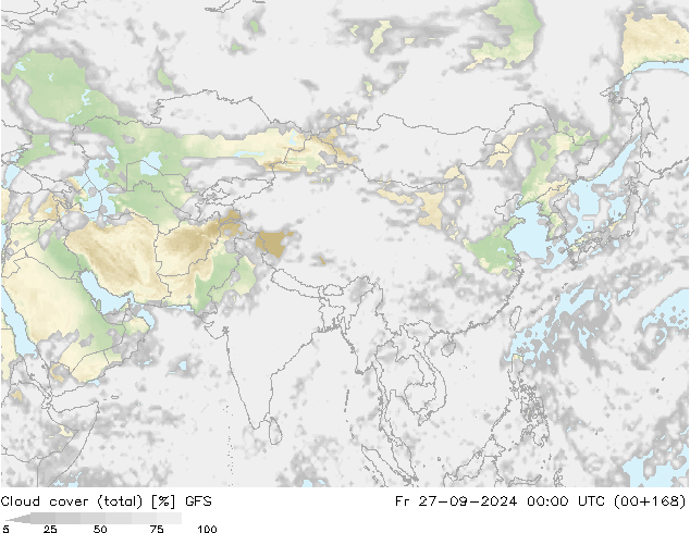 Nuages (total) GFS ven 27.09.2024 00 UTC