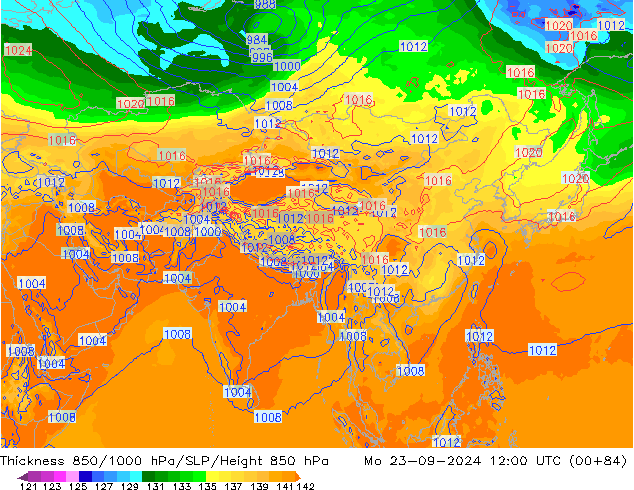 Thck 850-1000 hPa GFS  23.09.2024 12 UTC