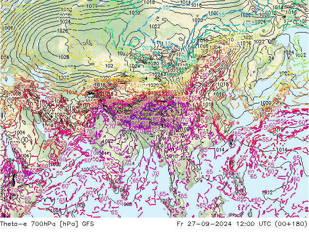 Theta-e 700hPa GFS September 2024