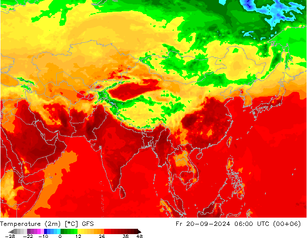 Temperature (2m) GFS Fr 20.09.2024 06 UTC