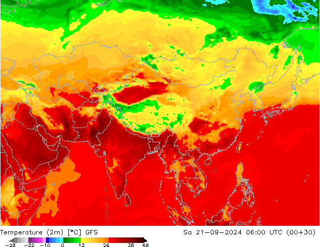 карта температуры GFS сб 21.09.2024 06 UTC