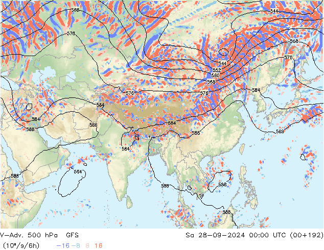 V-Adv. 500 hPa GFS sab 28.09.2024 00 UTC