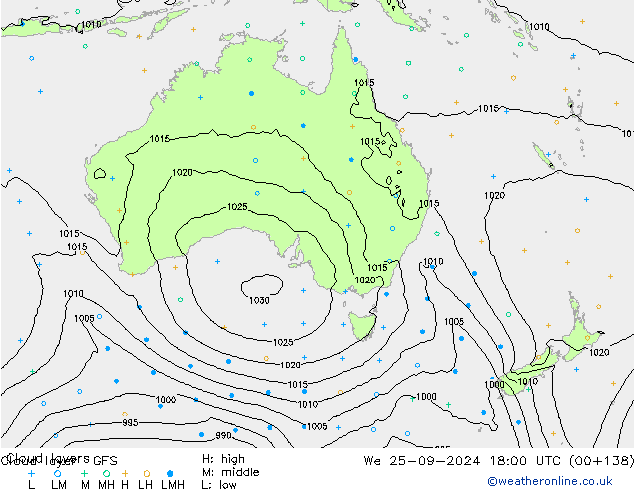 Cloud layer GFS We 25.09.2024 18 UTC