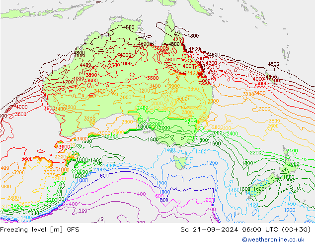 Freezing level GFS so. 21.09.2024 06 UTC