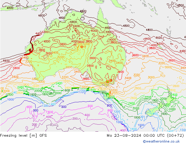 Donma Seviyesi GFS Pzt 23.09.2024 00 UTC