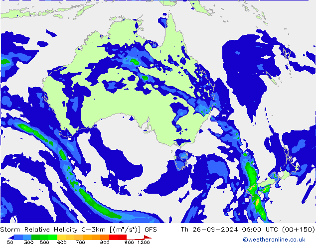 Storm Relative Helicity GFS Th 26.09.2024 06 UTC