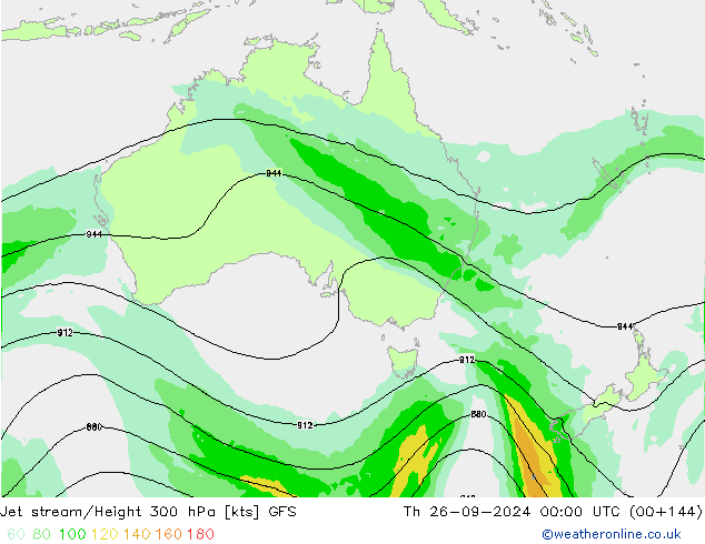 Jet stream/Height 300 hPa GFS Th 26.09.2024 00 UTC