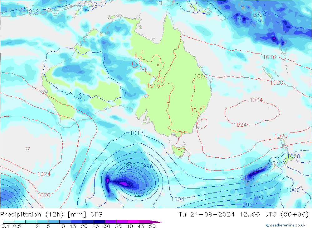 Precipitazione (12h) GFS mar 24.09.2024 00 UTC