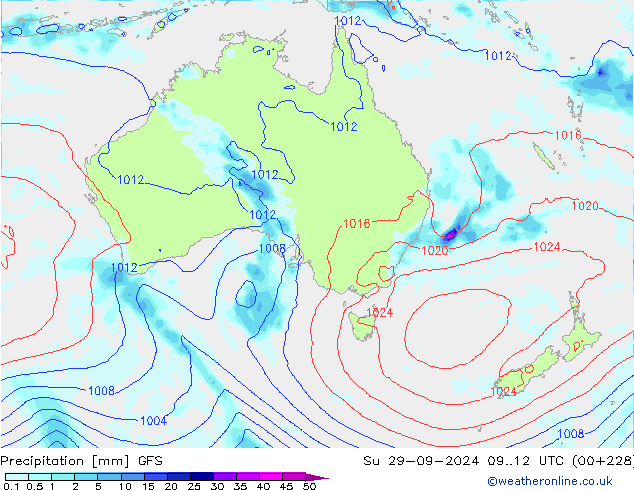 Precipitation GFS Su 29.09.2024 12 UTC