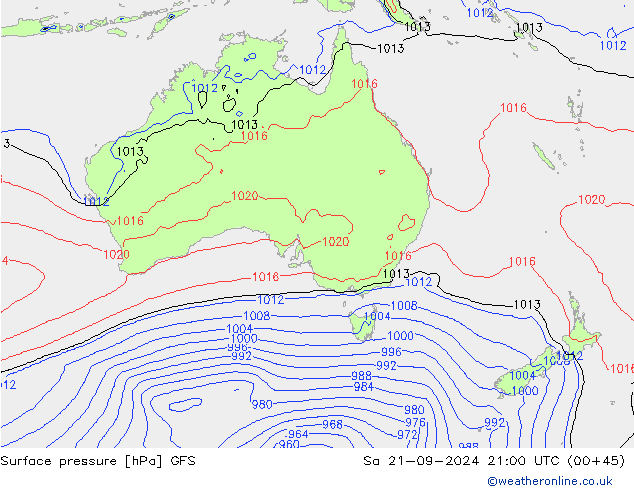 pression de l'air GFS sam 21.09.2024 21 UTC