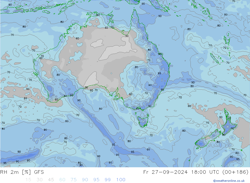 RH 2m GFS Fr 27.09.2024 18 UTC