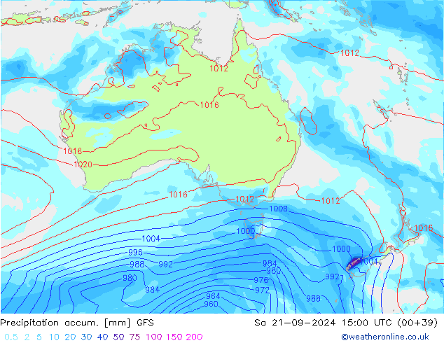 Precipitation accum. GFS Sa 21.09.2024 15 UTC