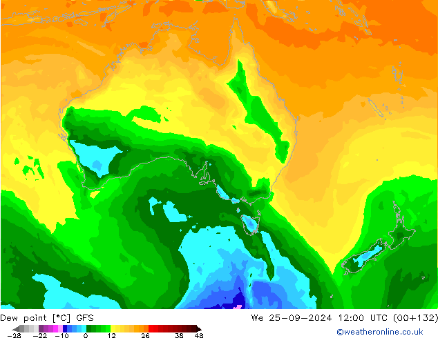 Dew point GFS We 25.09.2024 12 UTC