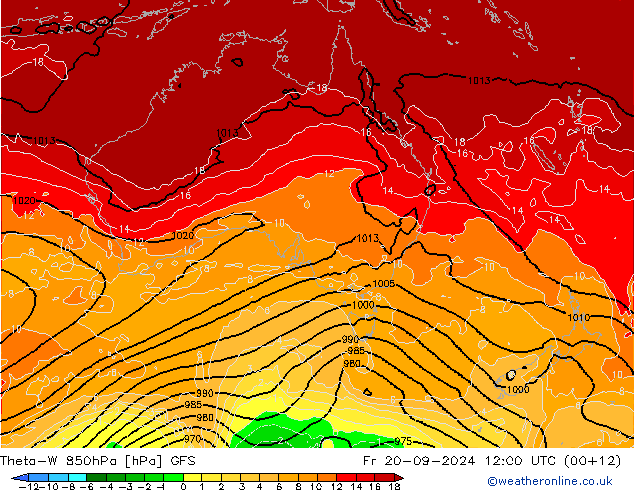 Theta-W 850hPa GFS ven 20.09.2024 12 UTC