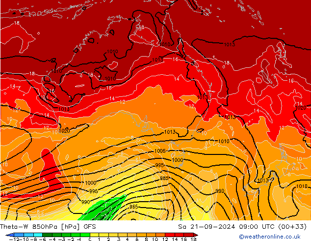 Theta-W 850hPa GFS Cts 21.09.2024 09 UTC