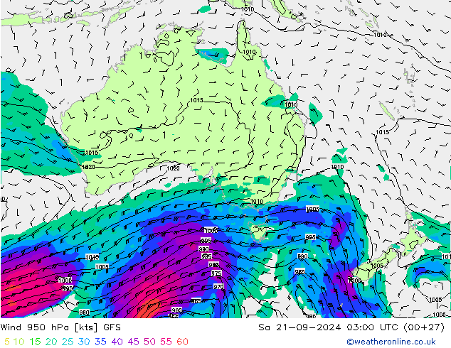 Vent 950 hPa GFS sam 21.09.2024 03 UTC