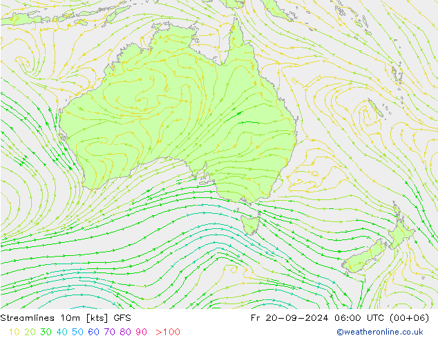 Streamlines 10m GFS September 2024