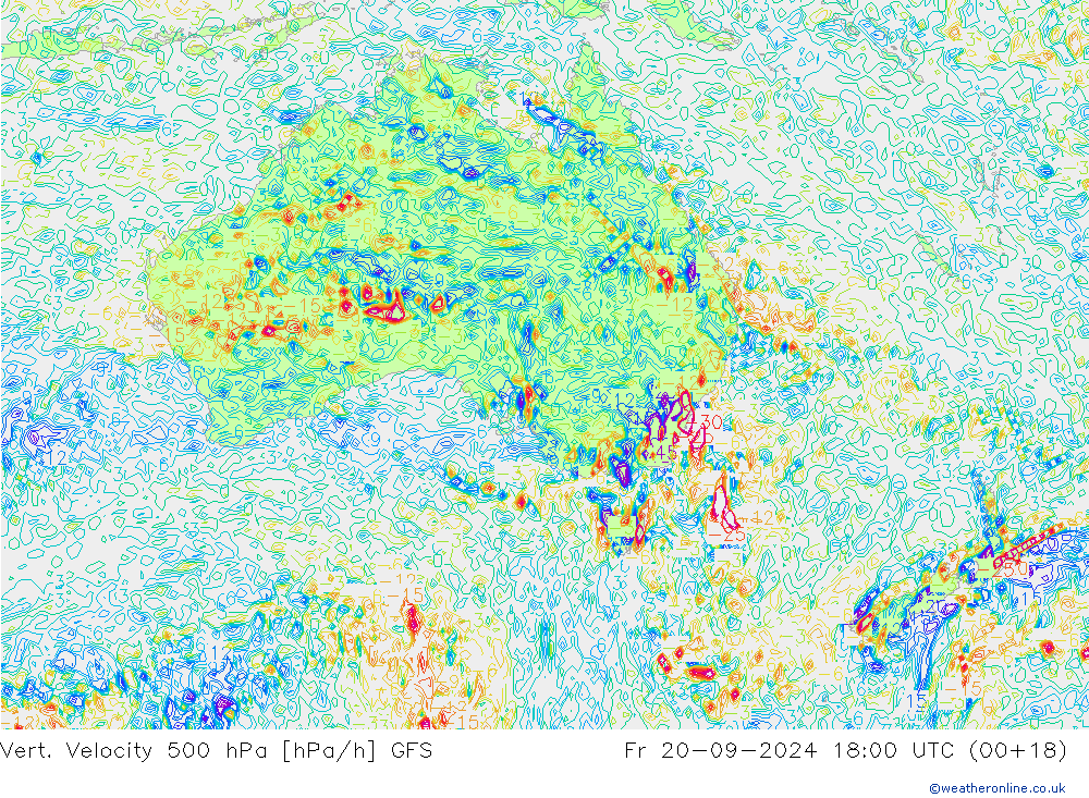 Vert. Velocity 500 hPa GFS Fr 20.09.2024 18 UTC