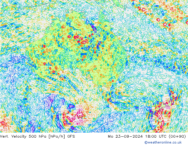 Vert. Velocity 500 hPa GFS Mo 23.09.2024 18 UTC