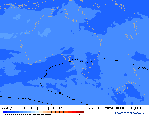 Height/Temp. 10 hPa GFS Mo 23.09.2024 00 UTC