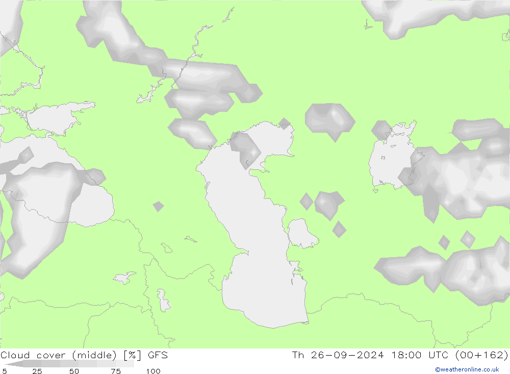 zachmurzenie (środk.) GFS czw. 26.09.2024 18 UTC