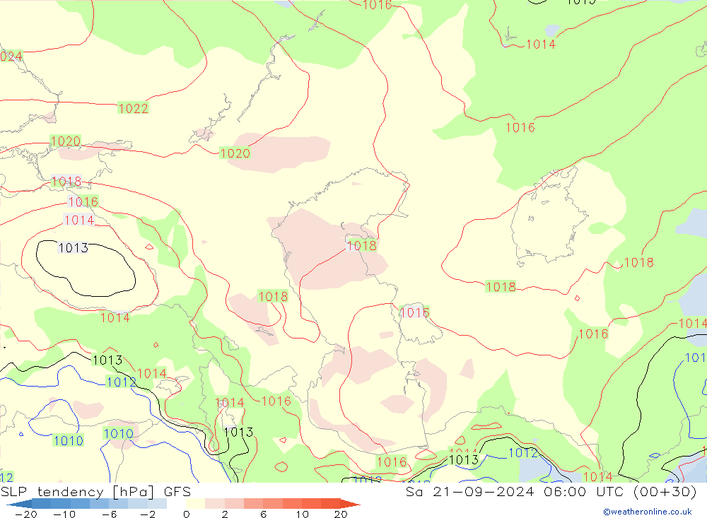 Druktendens (+/-) GFS za 21.09.2024 06 UTC