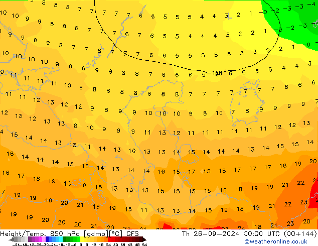 Z500/Yağmur (+YB)/Z850 GFS Per 26.09.2024 00 UTC