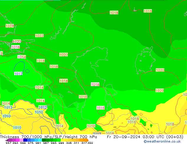 Thck 700-1000 hPa GFS  20.09.2024 03 UTC