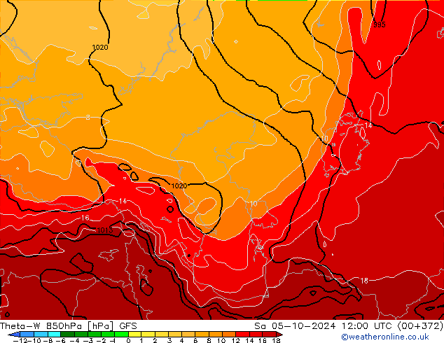 Theta-W 850hPa GFS Sa 05.10.2024 12 UTC