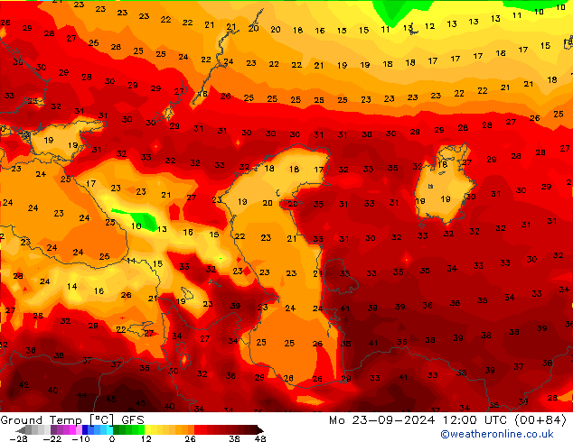 Temp GFS lun 23.09.2024 12 UTC