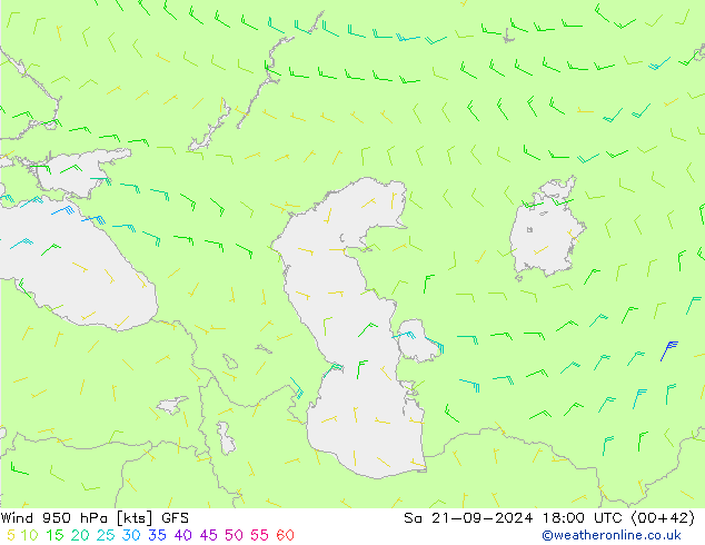 Wind 950 hPa GFS So 21.09.2024 18 UTC