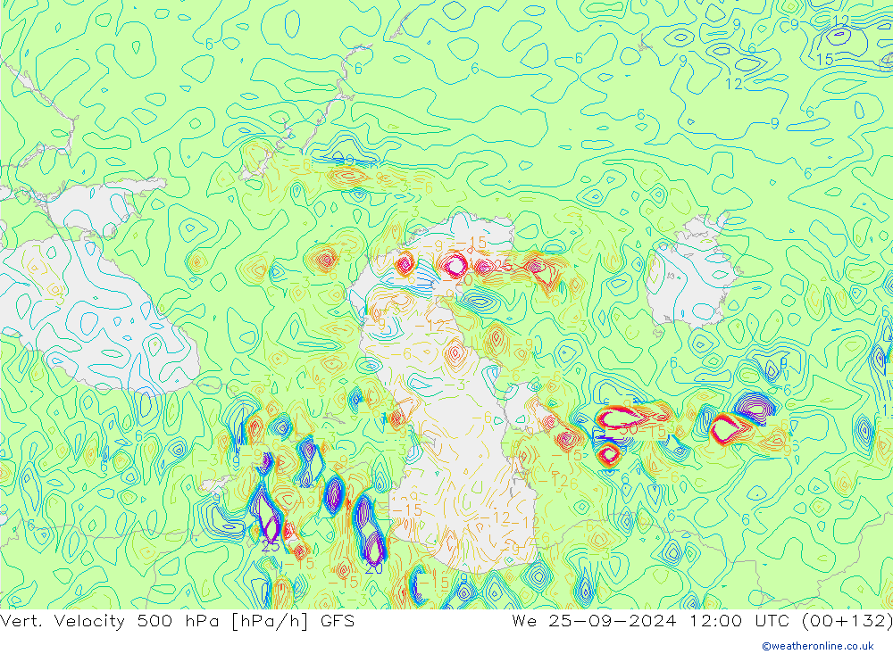 Vert. Velocity 500 гПа GFS ср 25.09.2024 12 UTC