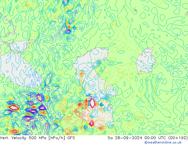 Vert. Velocity 500 гПа GFS сб 28.09.2024 00 UTC