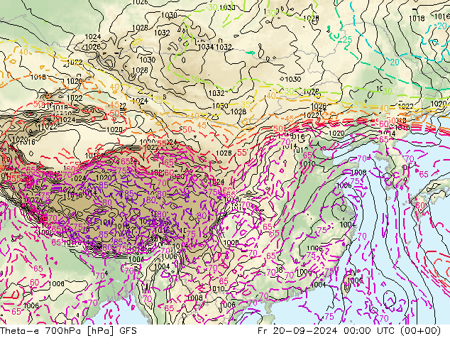 Theta-e 700hPa GFS Fr 20.09.2024 00 UTC