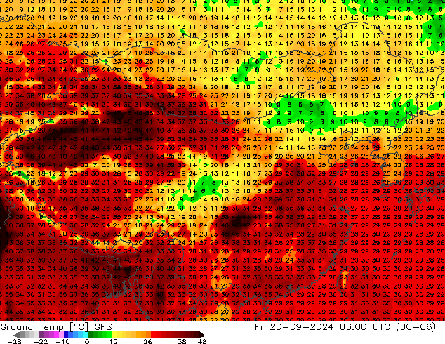 地面最低温度 GFS 星期五 20.09.2024 06 UTC